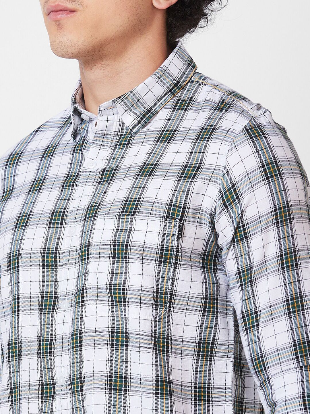 SPYKAR Long Sleeves Regular Fit Cotton Opaque Checked Casual Shirt