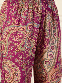 KALINI Notch Neck Paisley Printed Straight Kurta with Trousers