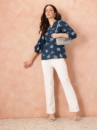 all about you Floral Print Puff Sleeves Cotton Top