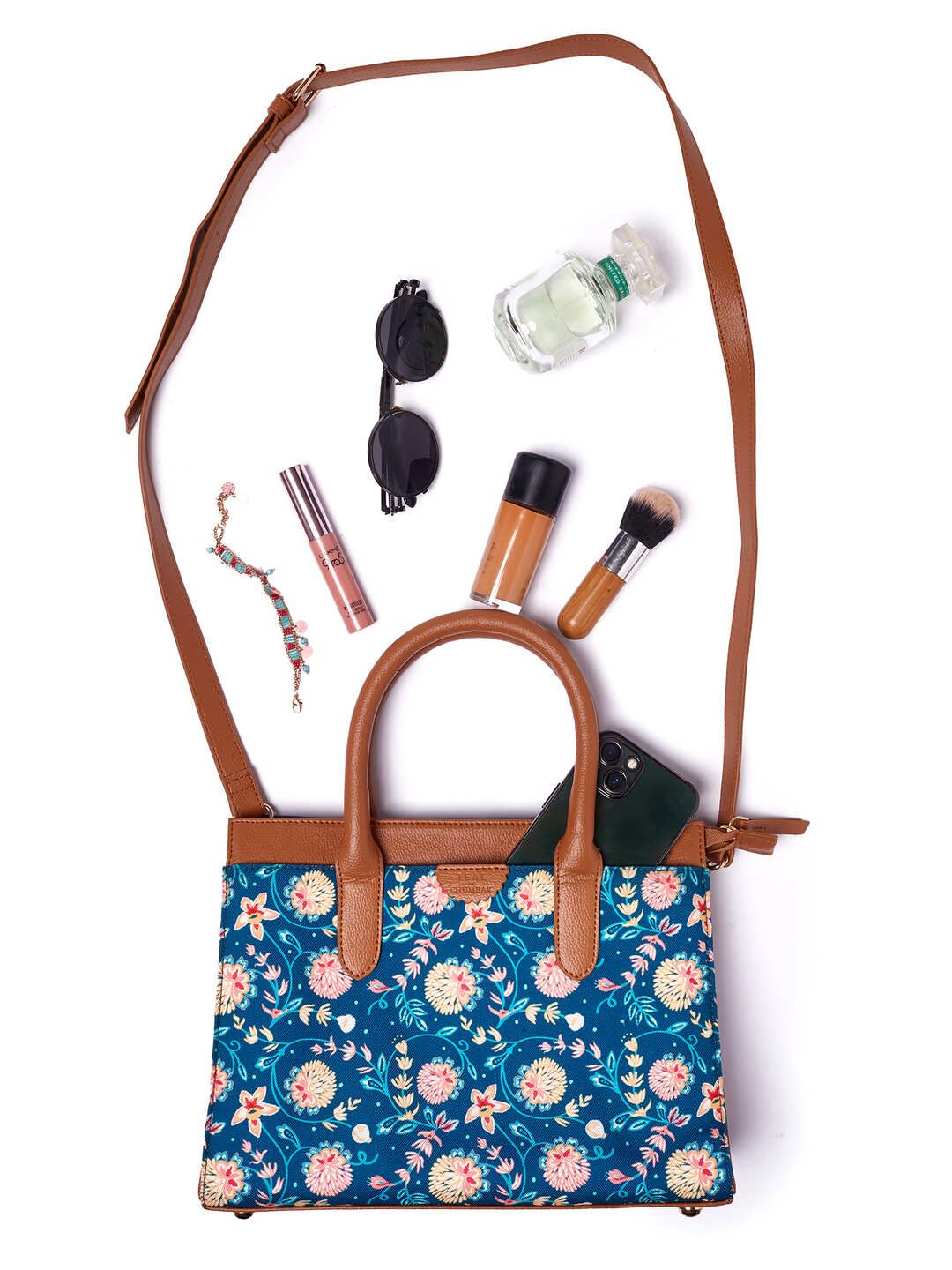 TEAL BY CHUMBAK Floral Printed Structured Sling Bag