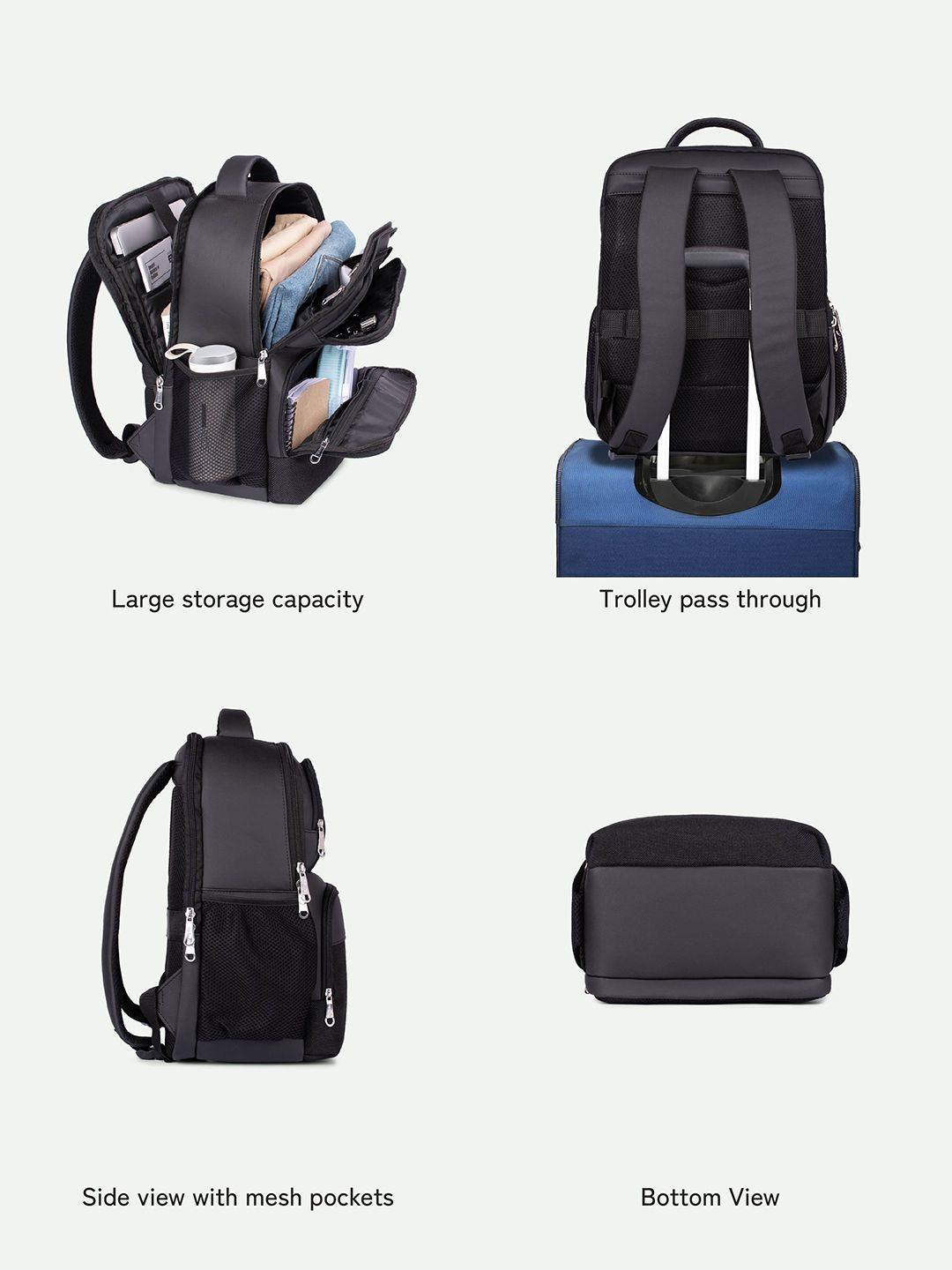 Zouk Jet Unisex Padded Vegan Leather Backpack-up hingga 16 inci