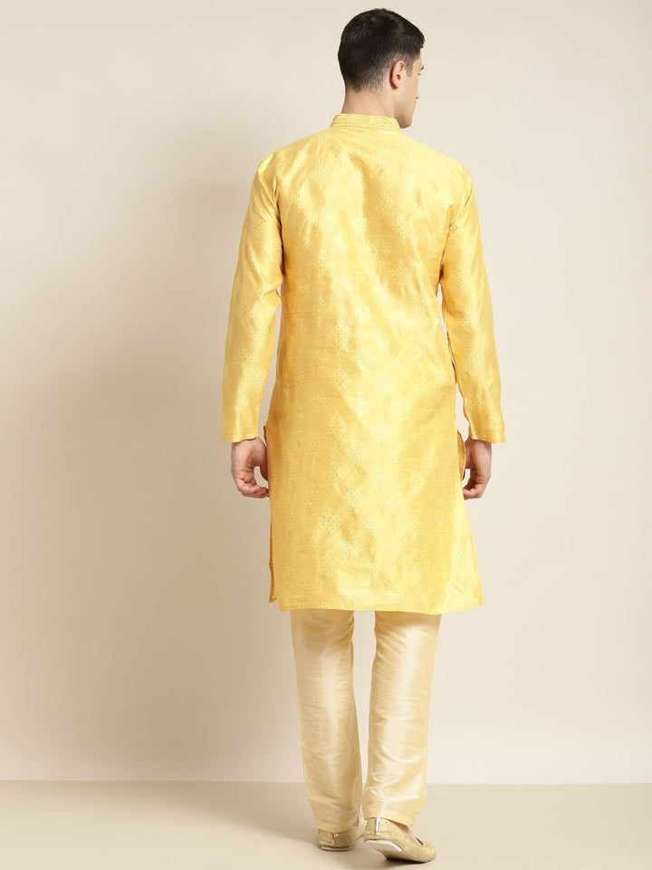 SOJANYA Kurta Motif Etnik Kuning & Emas Lelaki