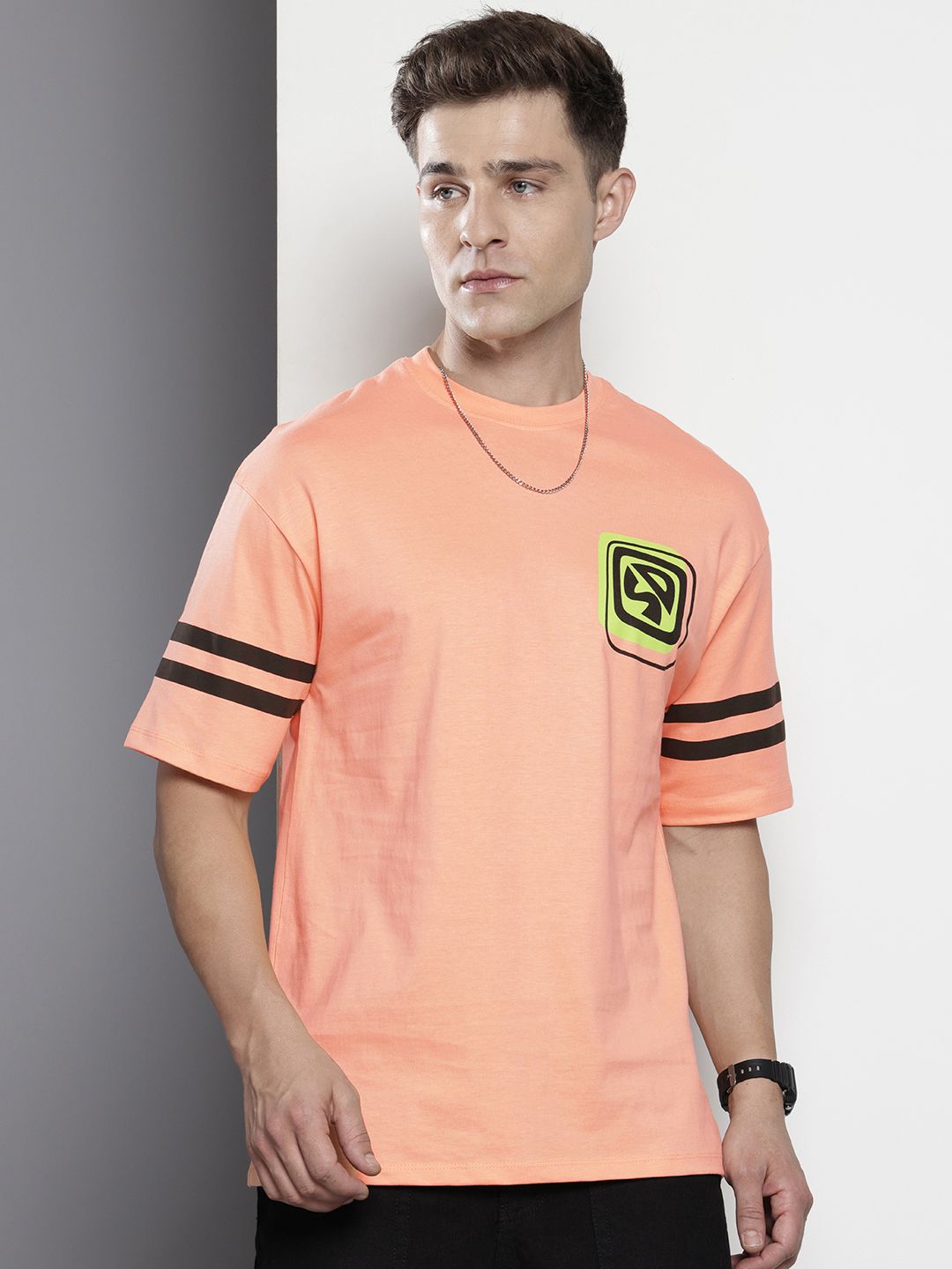The Indian Garage Co Printed Oversized Pure Cotton T-shirt