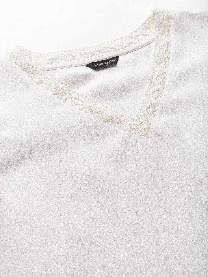 Style Quotient V-Neck Flutter Sleeves Blouson Top