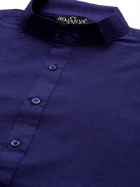 SOJANYA Men Blue Ethnic Motifs Embroidered Kurta with Churidar