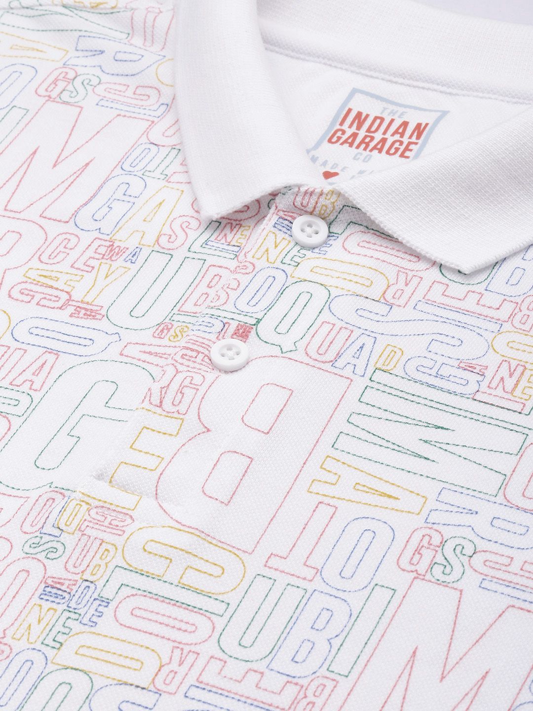 The Indian Garage Co Men Typography Printed Polo Collar T-shirt