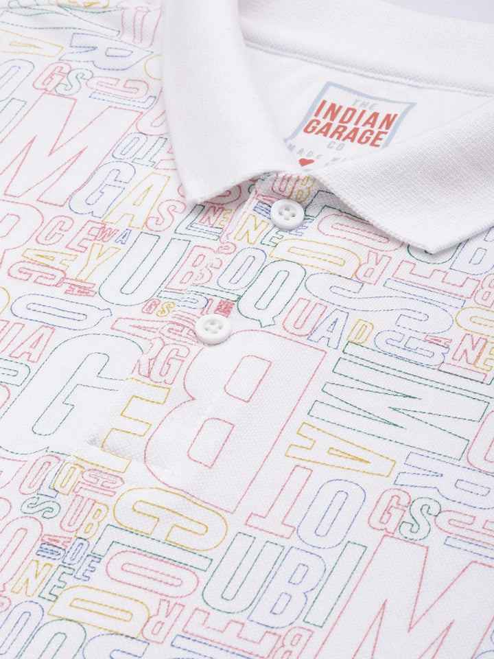 The Indian Garage Co Men Typography Printed Polo Collar T-shirt