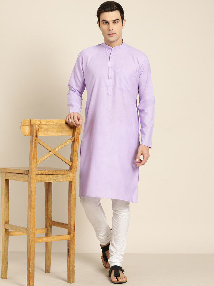 SOJANYA Lelaki Ungu Benang Kerja Kurta