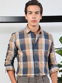 RARE RABBIT Men Assis Slim Fit Tartan Opaque Checked Cotton Shirt