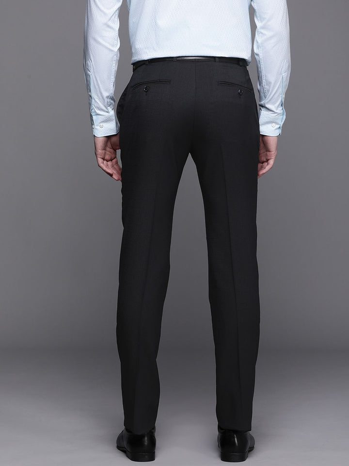 Raymond Men Mid-Rise Self Design Slim Fit Textured Formal Trousers