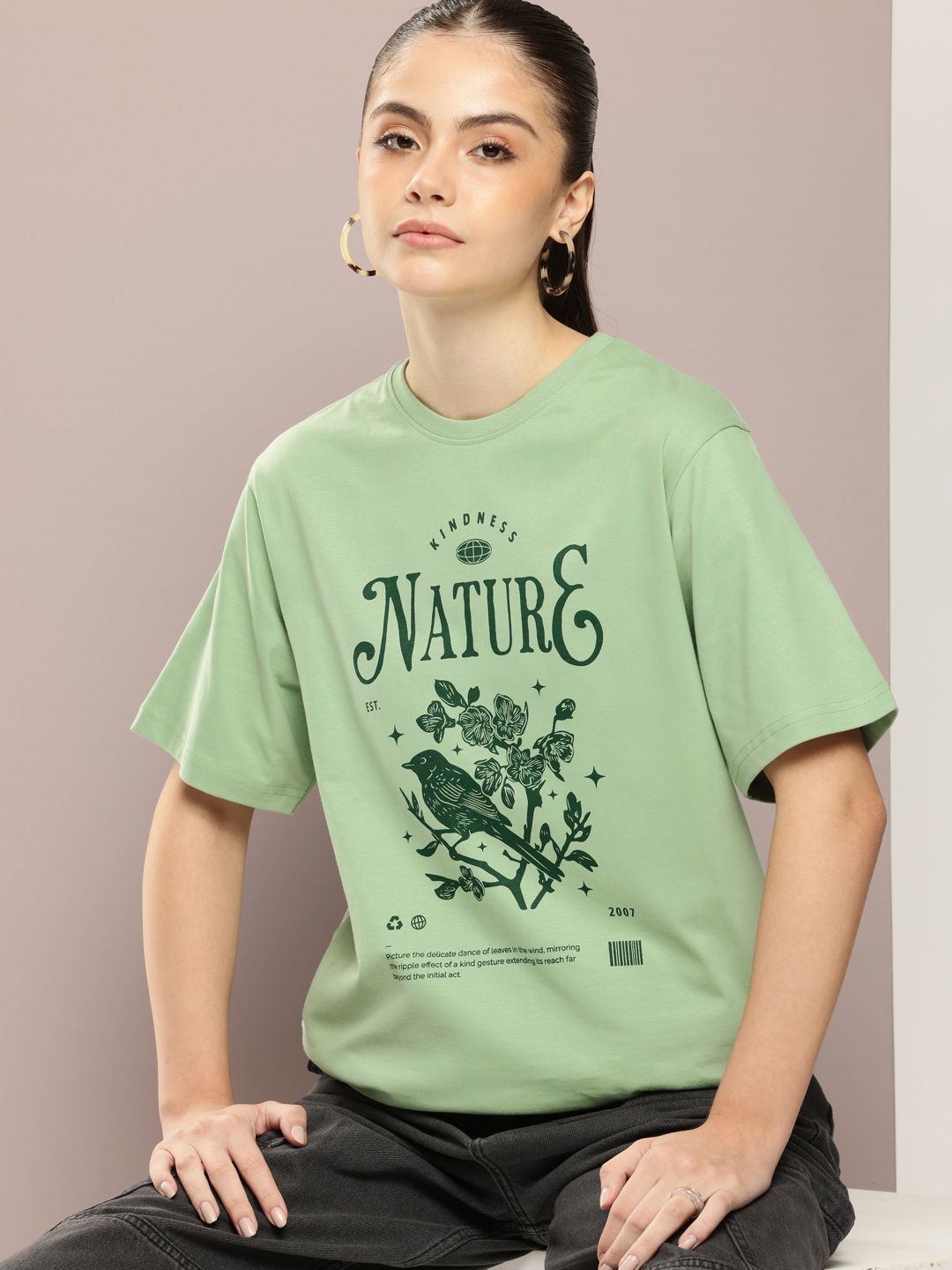 DILLINGER Women Graphic Printed Oversized T-shirt