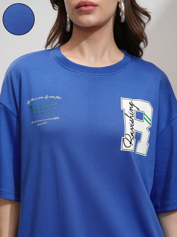 Tokyo Talkies Women Printed Drop-Shoulder Oversized Tshirt