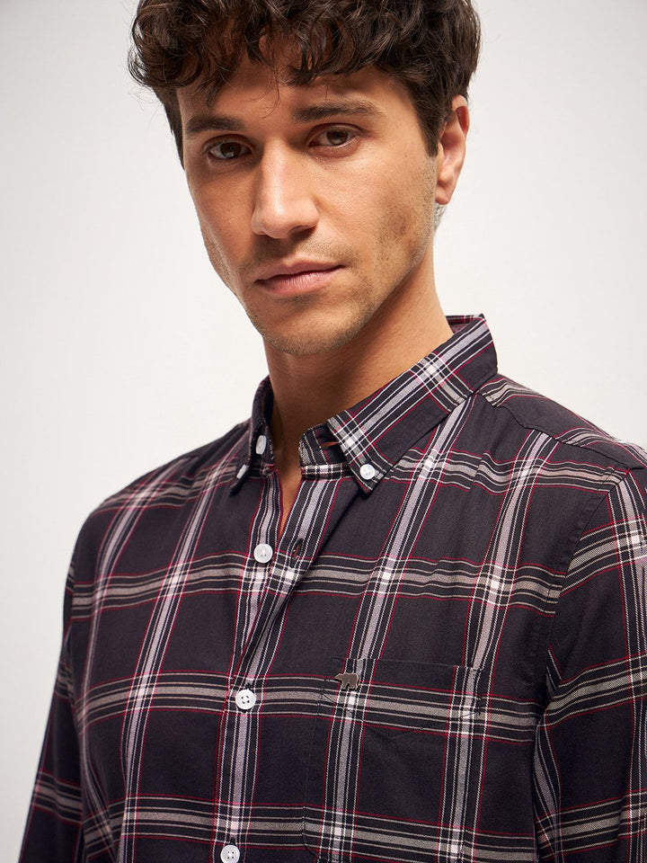 THE BEAR HOUSE Men Tartan Checks Slim Fit Casual Shirt