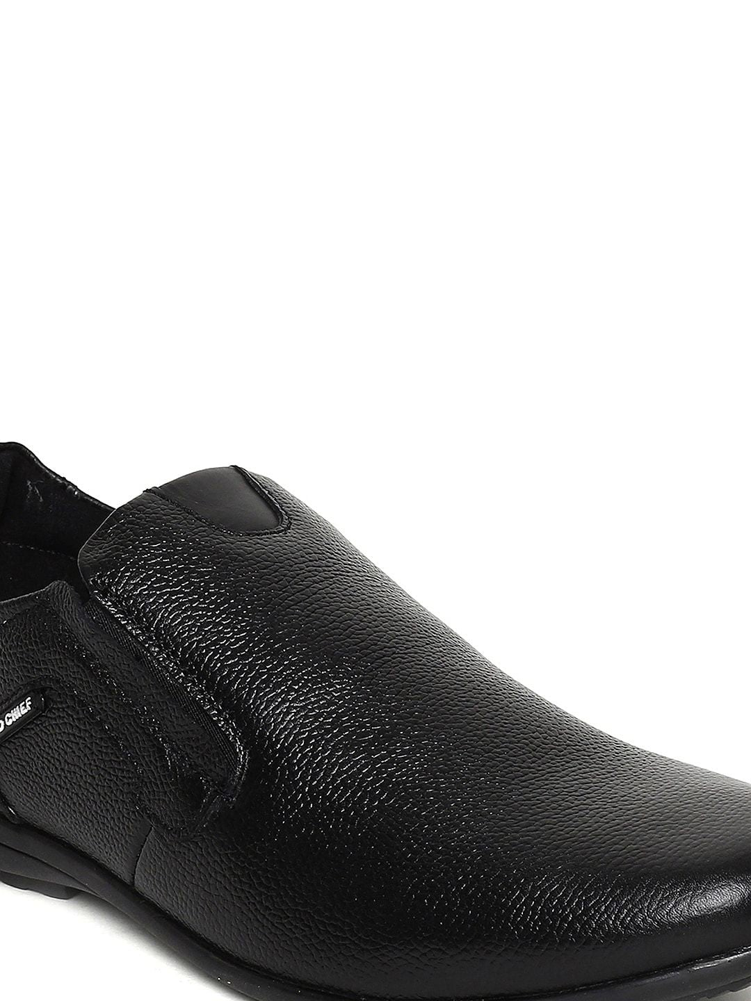 Red Chief Men Black Leather Slip-On Sneakers