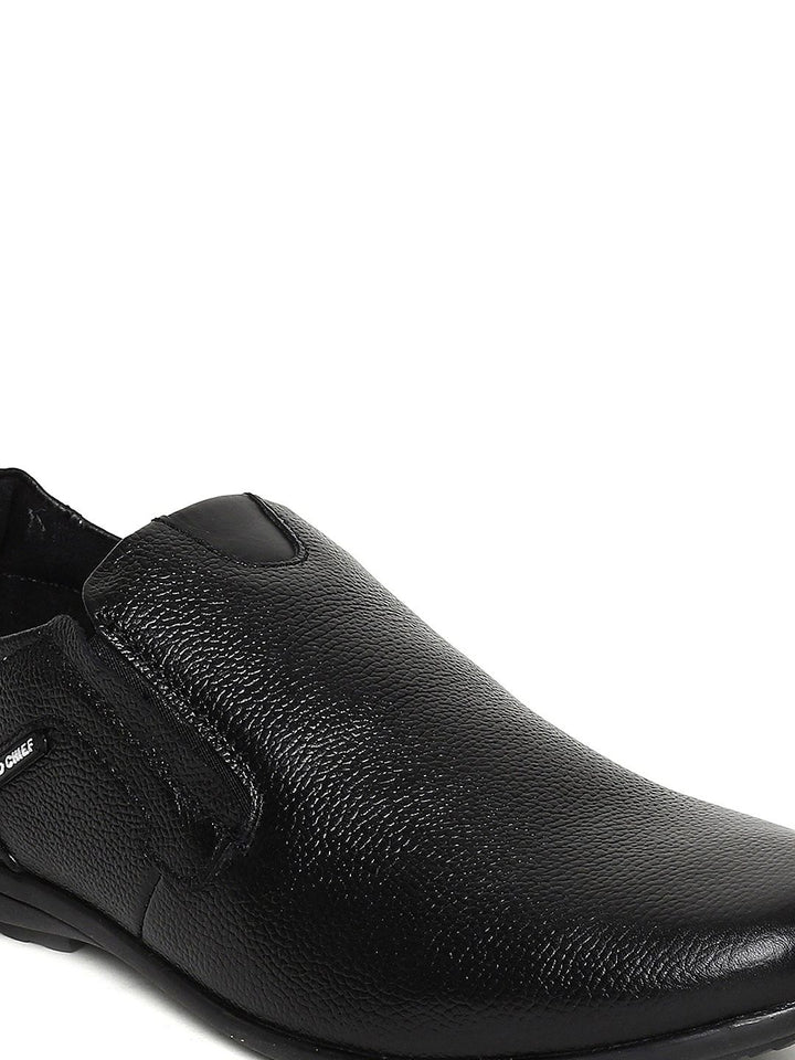 Red Chief Men Black Leather Slip-On Sneakers