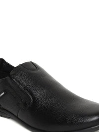 Red Chief Men Black Leather Slip-On Sneakers
