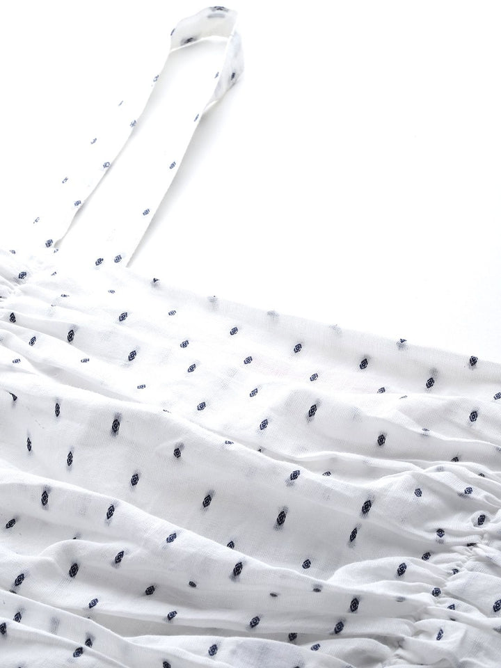 all about you Pure Cotton Self-Design Tiered A-Line Midi Dress