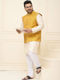 SOJANYA PLUS Lelaki Plus Size Printed Mandarin Collar Nehru Jaket