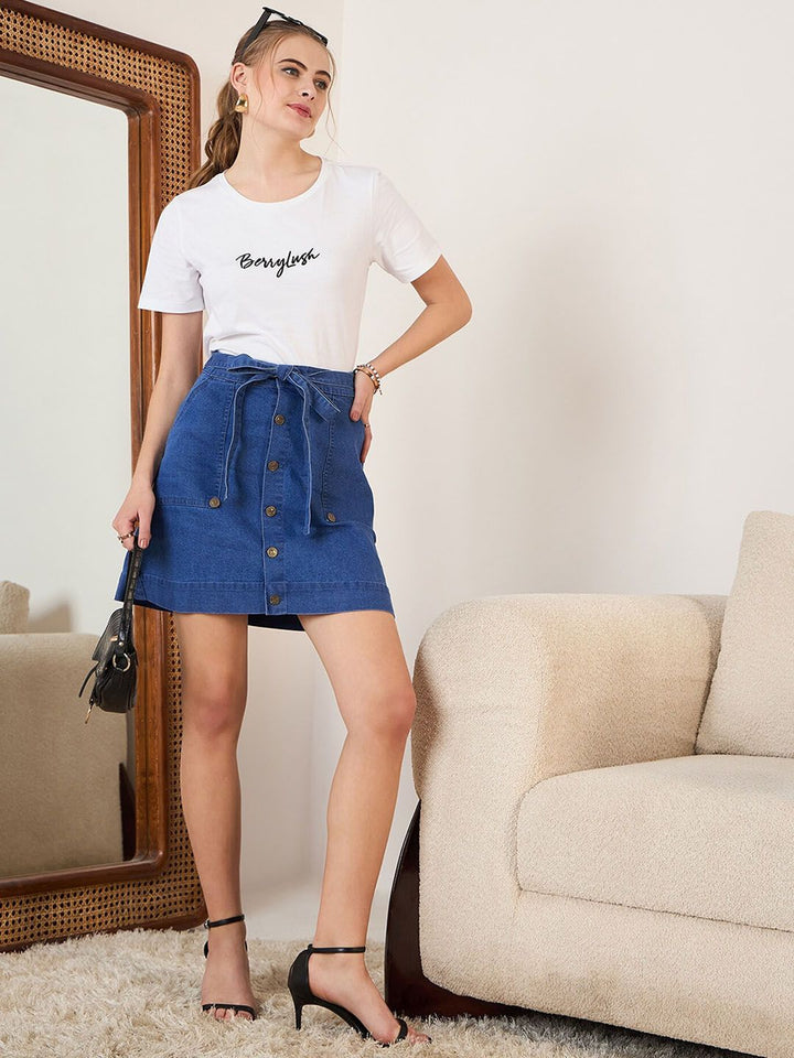 Berrylush Knee Length Stretchable A-Line Skirt