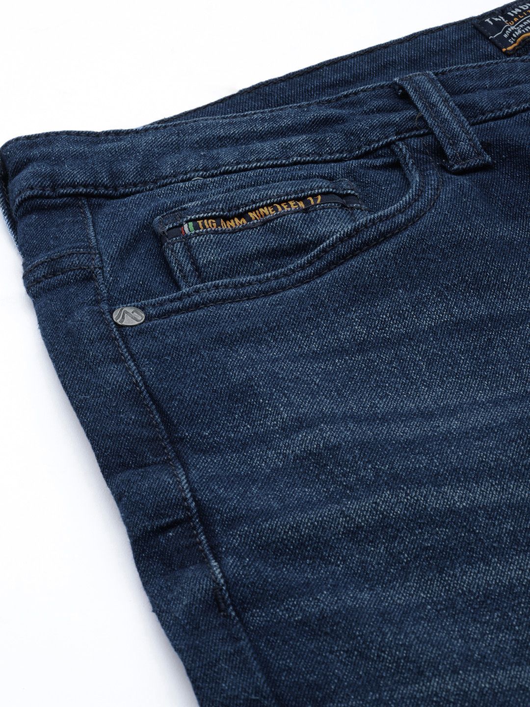The Indian Garage Co Men Slim Fit Light Fade Stretchable Jeans