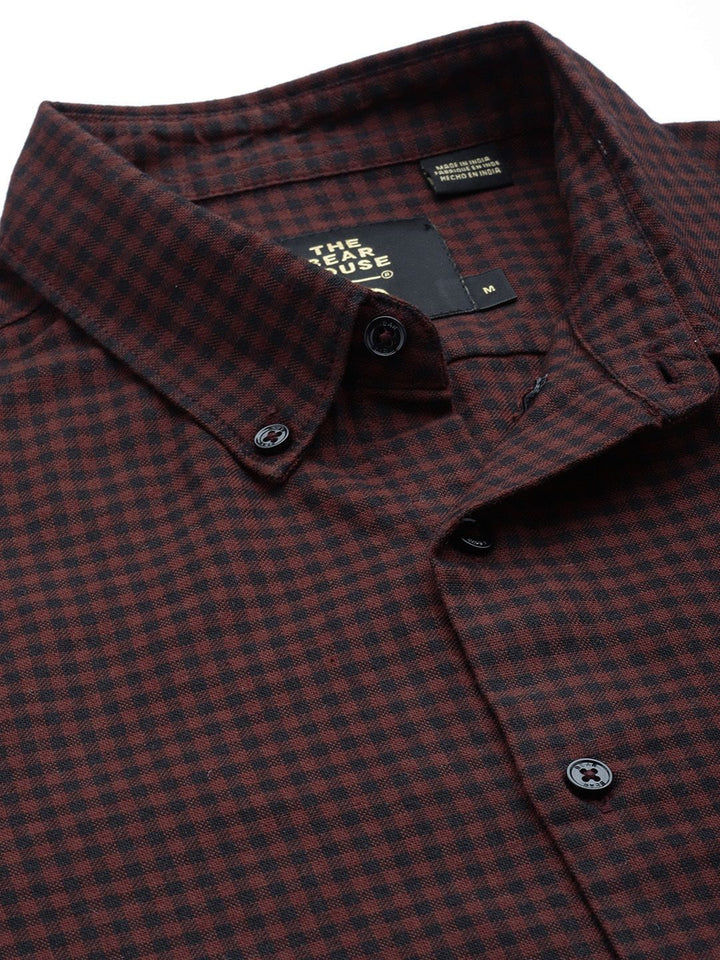 THE BEAR HOUSE Slim Fit Gingham Checks Opaque Casual Shirt