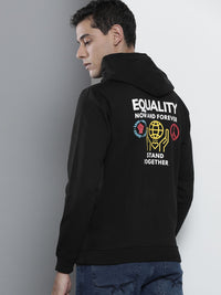 The Indian Garage Co Men Black Printed Hooded Sweatshirt
