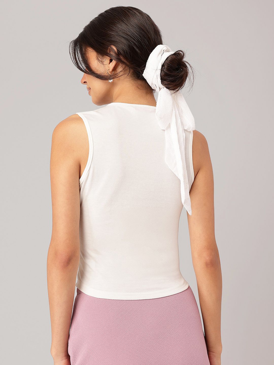 DressBerry Blush & Bowful Square Neck Fitted Top