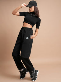 Tokyo Talkies Women Black Relaxed Fit Track Pants
