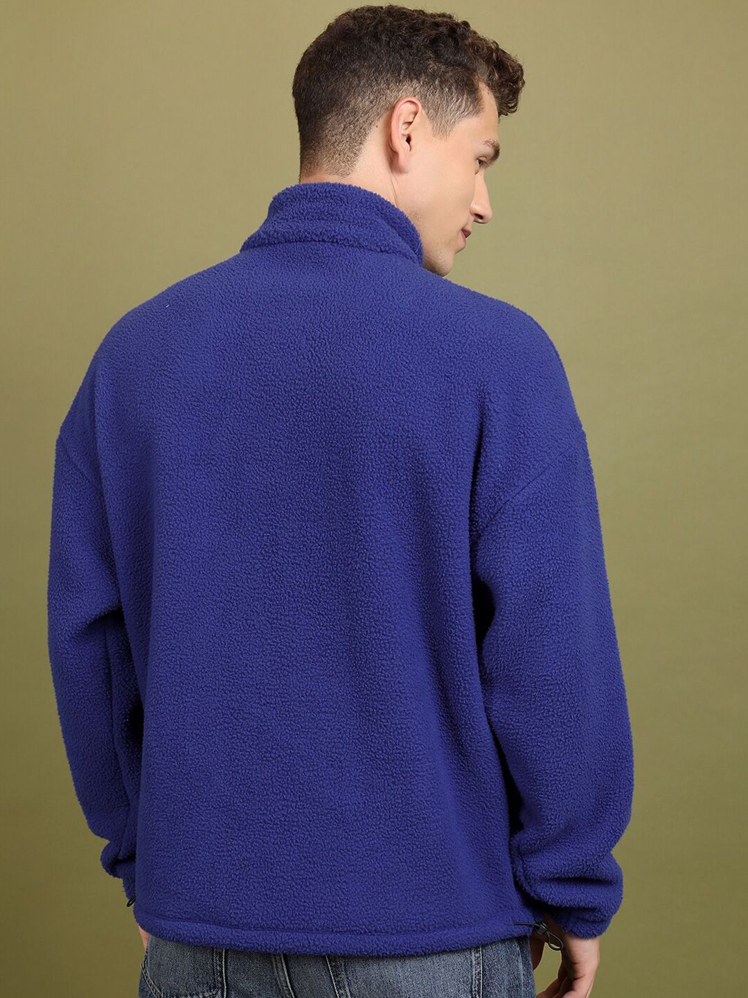 HIGHLANDER High Neck Drop Shoulder Sleeves  Half Zipper Oversized Sweatshirt