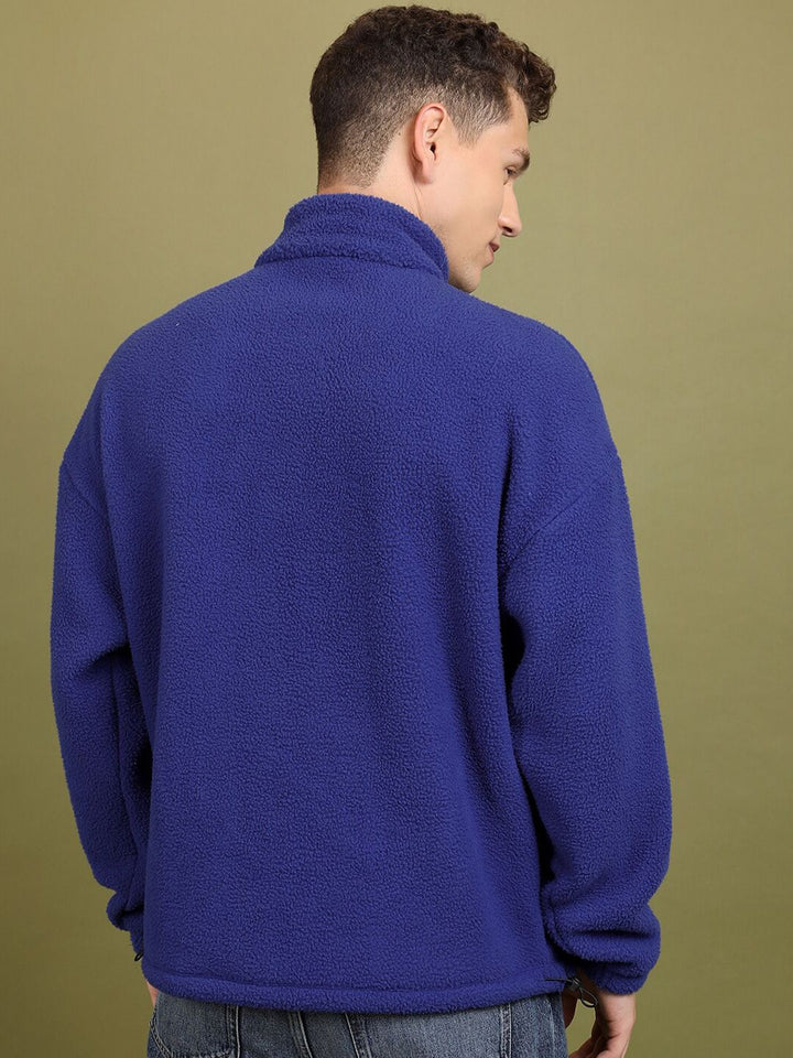 HIGHLANDER High Neck Drop Shoulder Sleeves  Half Zipper Oversized Sweatshirt
