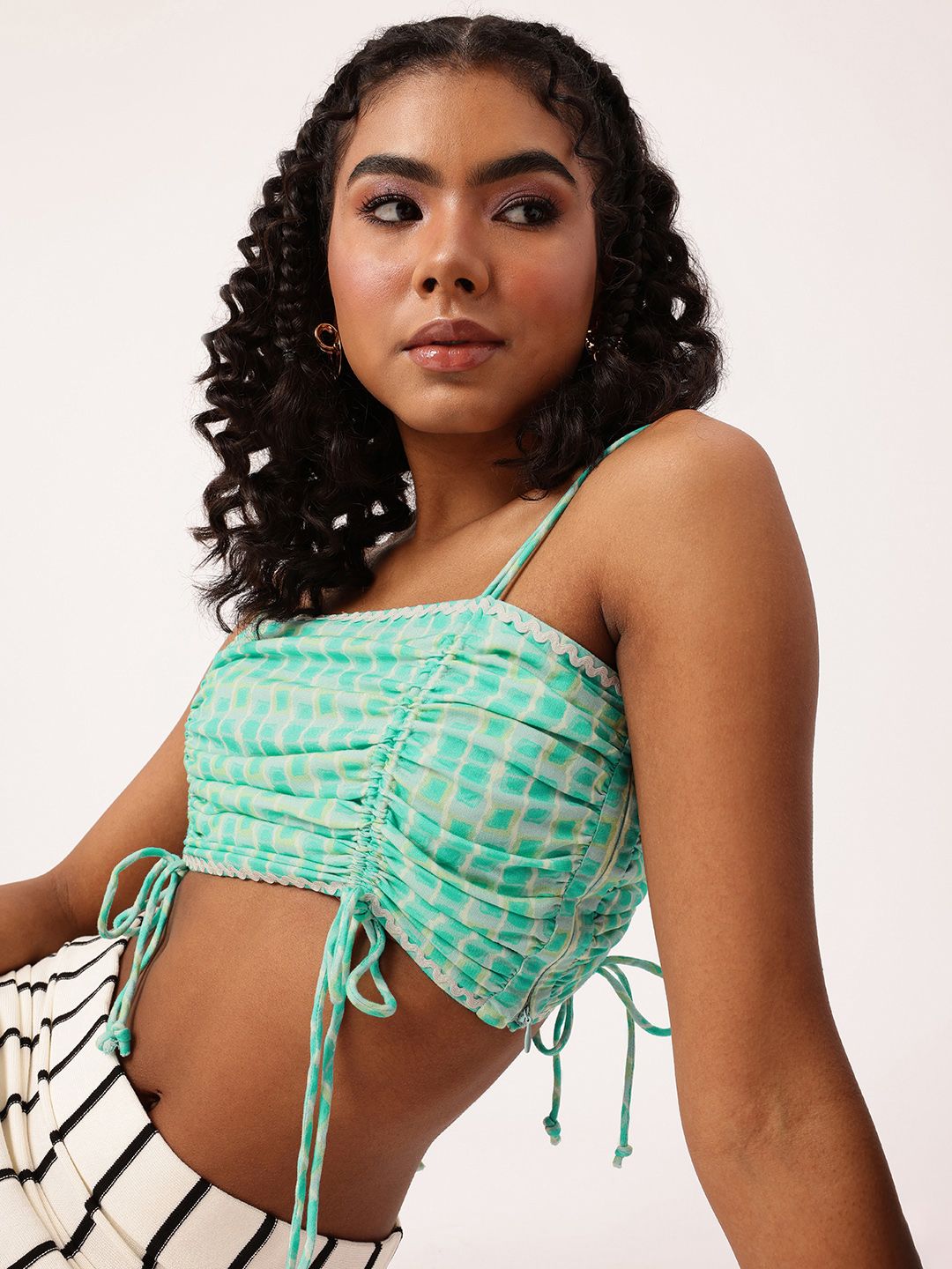 DressBerry Ruching Romance Double Strap On Crop Top