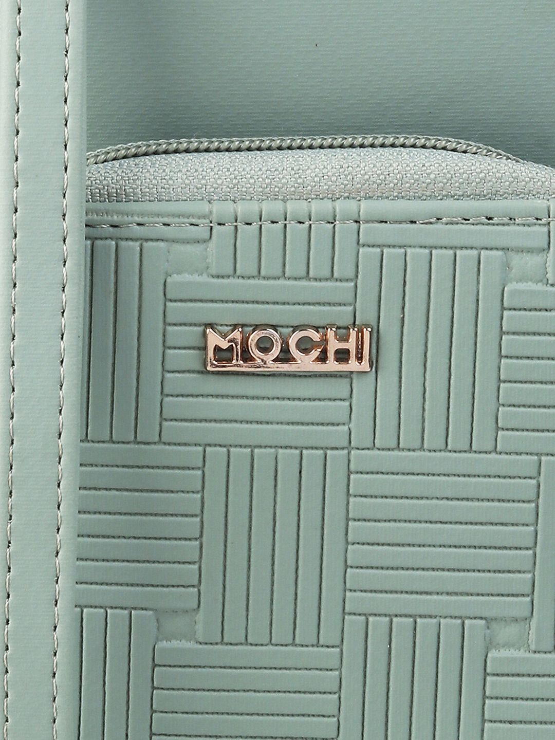 Mochi Women Green & Gold-Toned Geometric Zip Around Wallet
