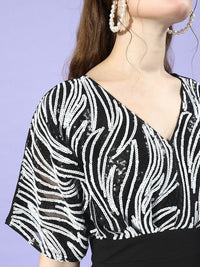 Athena Black & Silver Embellished Sheath Dress
