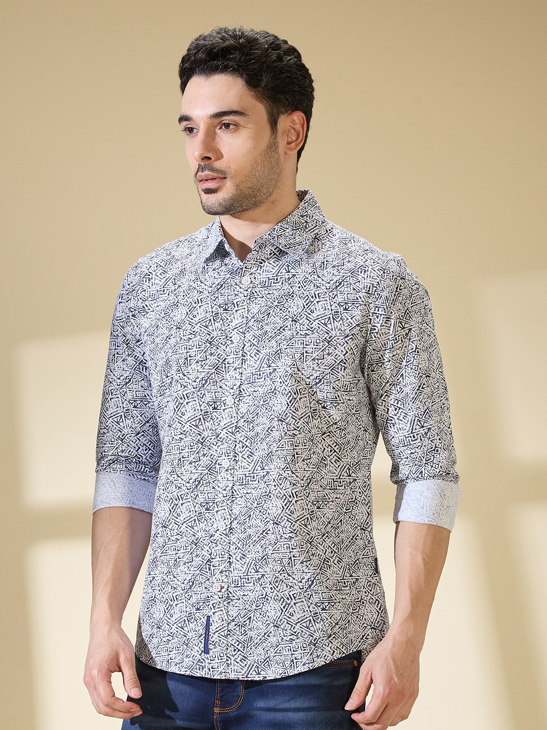 Being Human Pure Cotton Slim Fit Opaque Printed Casual Shirt