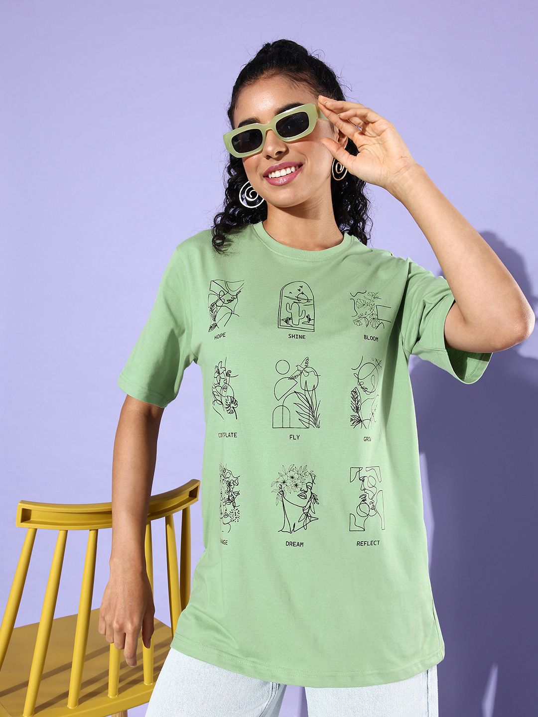 DILLINGER Graphic Printed Oversized Longline Pure Cotton T-shirt