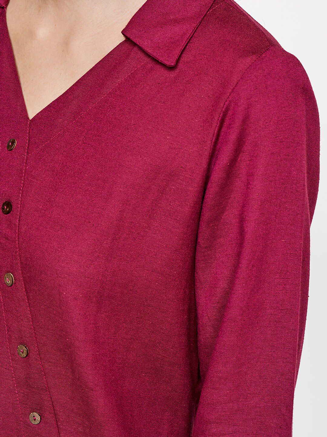 Global Desi Red Shirt Collar Tunic