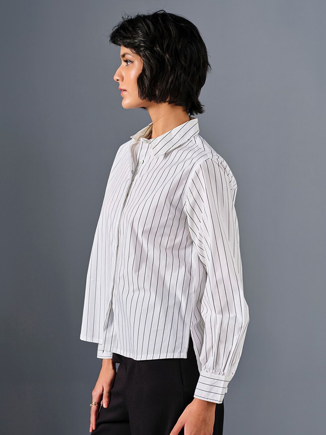 AND Striped Cotton Shirt Style Top