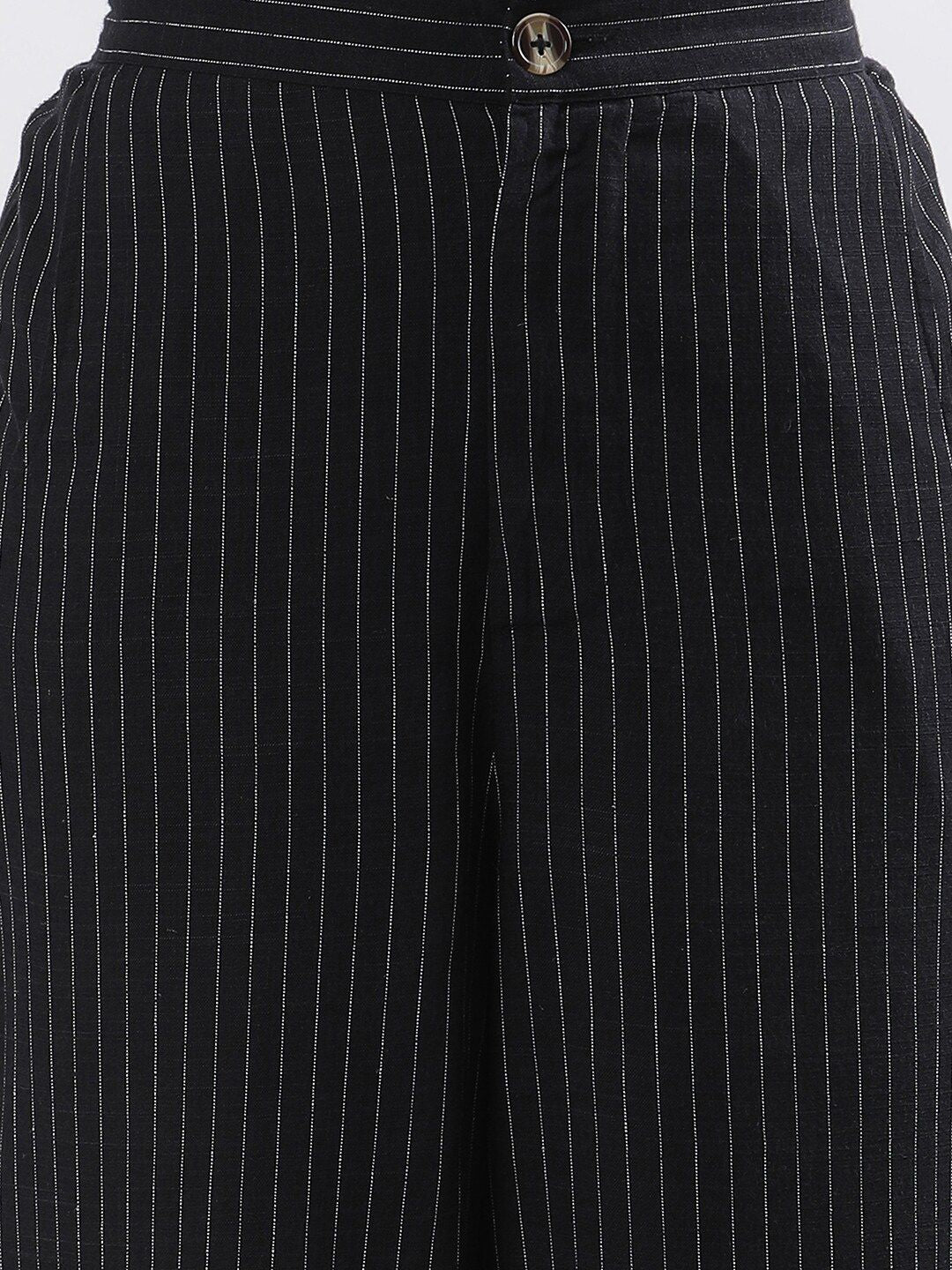 W Women Striped High-Rise Straight Fit Parallel Trouser