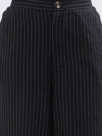 W Women Striped High-Rise Straight Fit Parallel Trouser