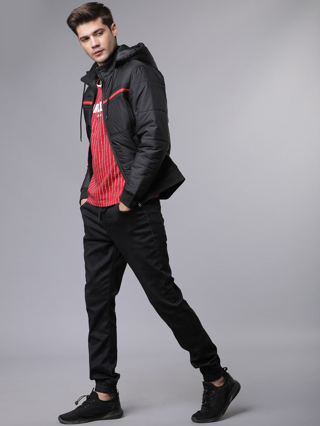 HIGHLANDER Men Black Solid Padded Jacket