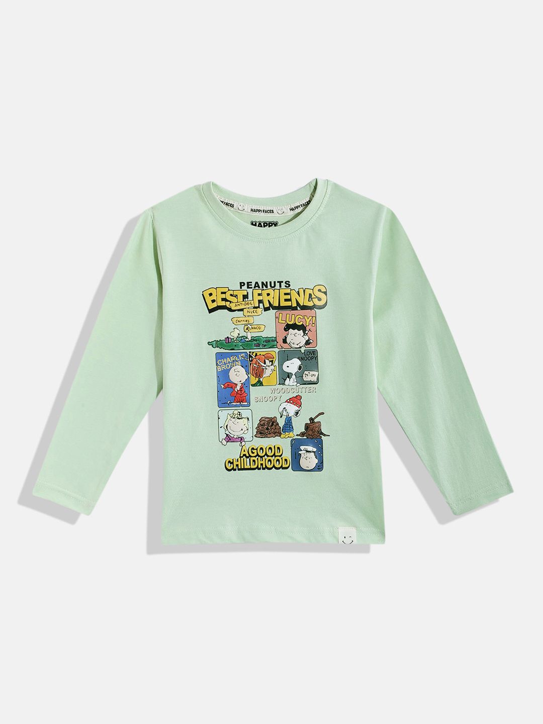 Happy Faces Boys Peanuts Printed Pure Cotton T-shirt