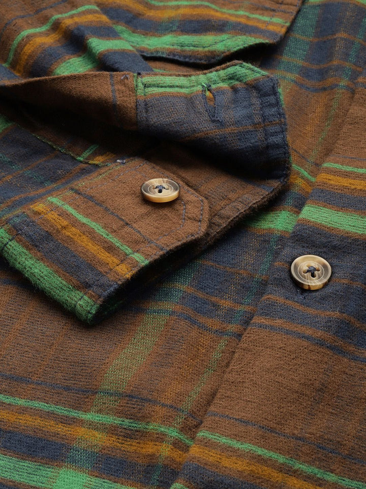 The Indian Garage Co Men Regular Fit Checkered Double Flap Casual Shirt
