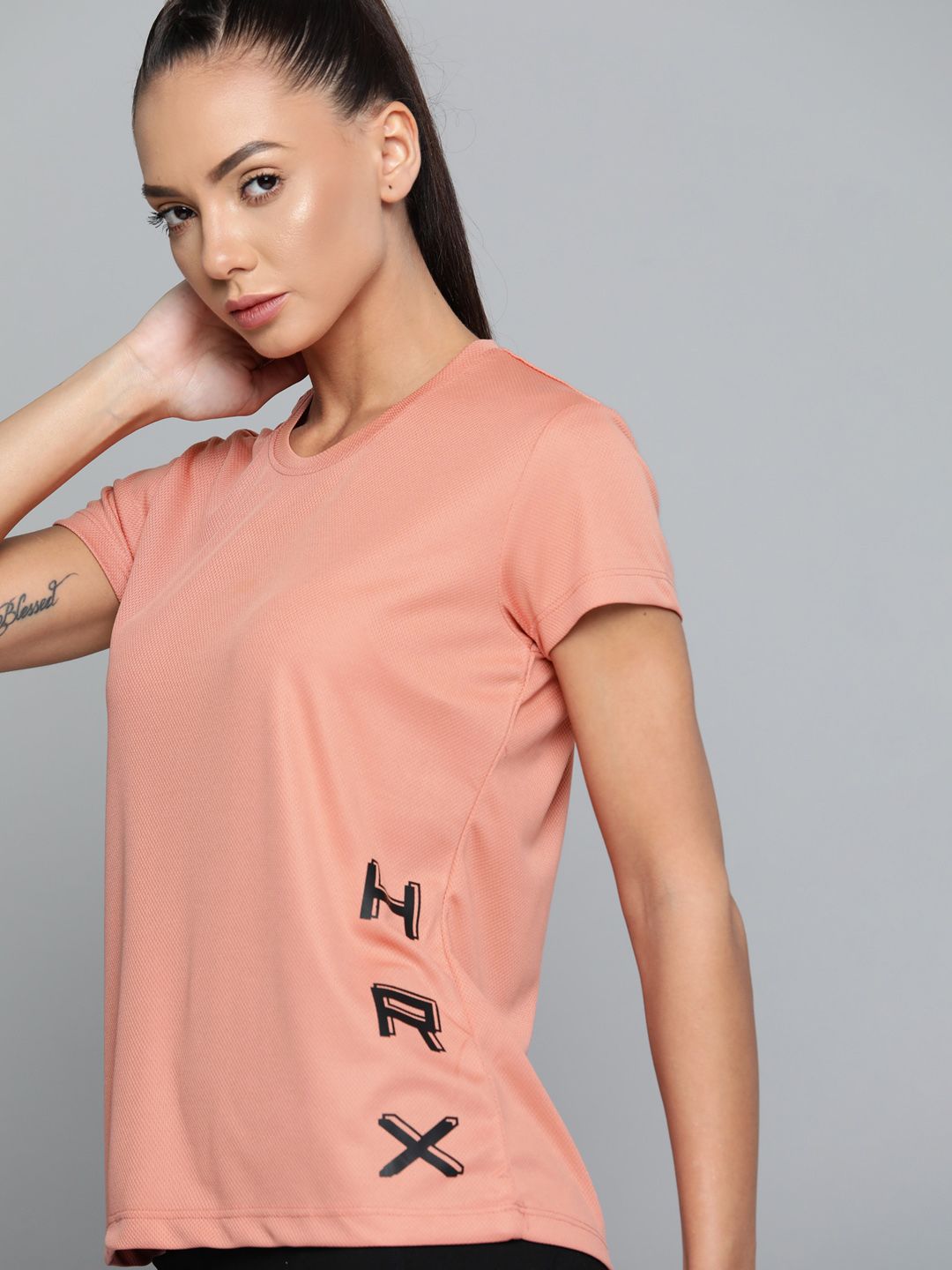 HRX By Hrithik Roshan Running Women Design To Comment Rapid-Dry Brand Carrier Tshirts