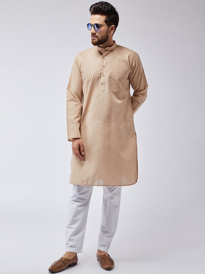 SOJANYA Lelaki Brown Solid Kurta Lurus