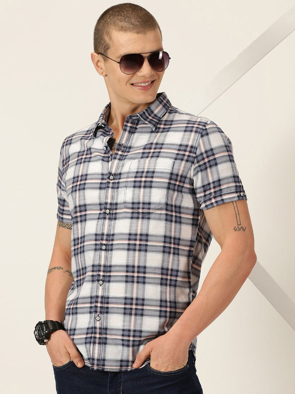 Thomas Scott Tartan Checked Smart Slim Fit Opaque Pure Cotton Casual Shirt