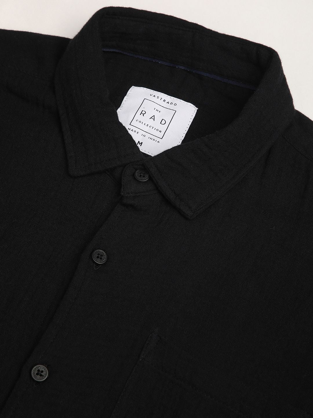 VASTRADO Men Classic Spread Collar Solid Cotton Slim Fit Casual Shirt
