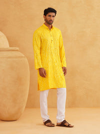 SOJANYA Geometric Embroidered Pure Cotton Kurta With Churidar