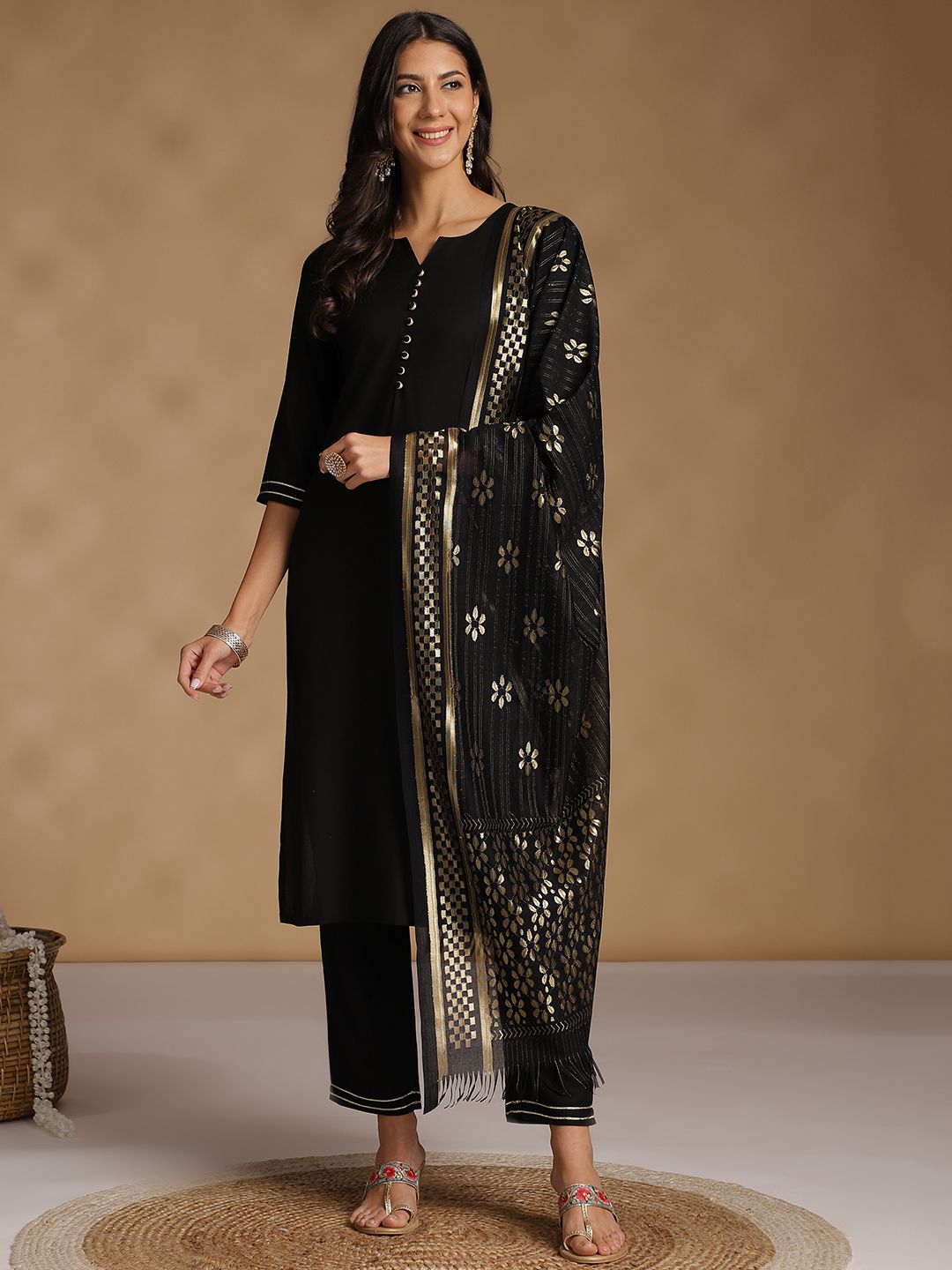 Anouk Regular Kurta with Trousers & With Dupatta