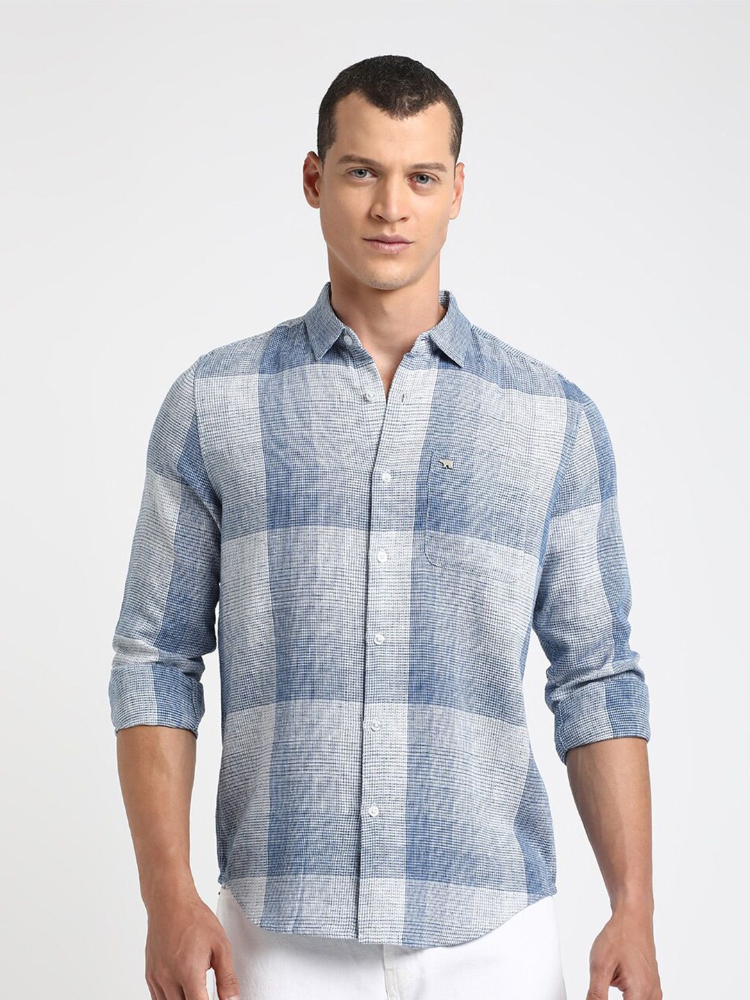 THE BEAR HOUSE Slim Fit Micro Checked Casual Shirt