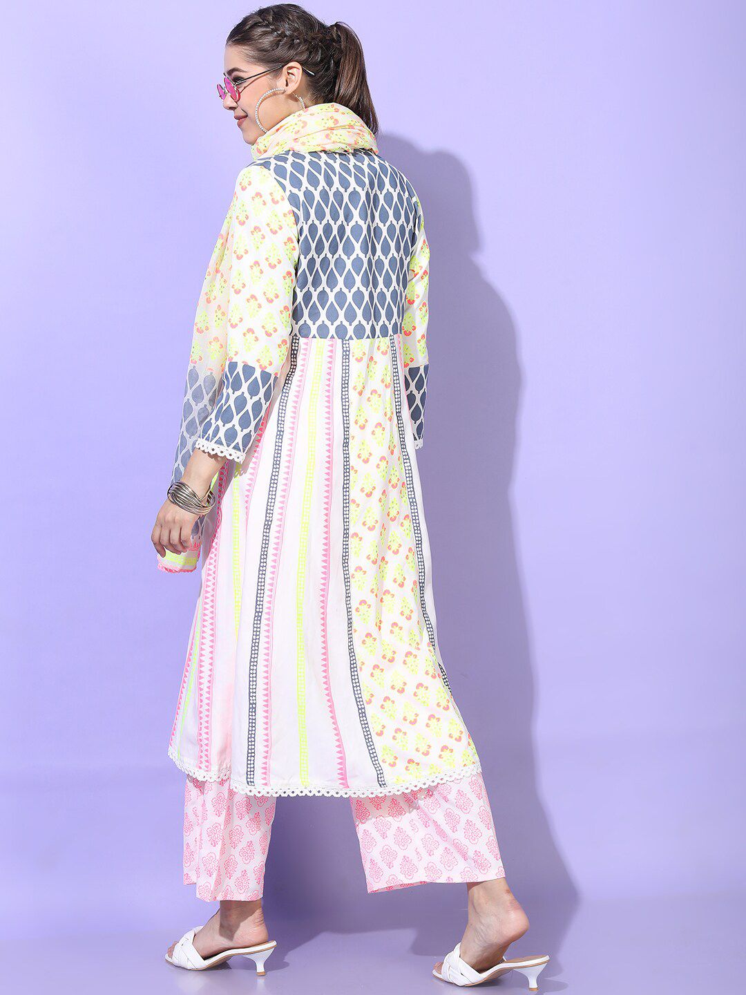 Vishudh Women Floral Viscose Rayon Kurta with Trouser with Dupatta